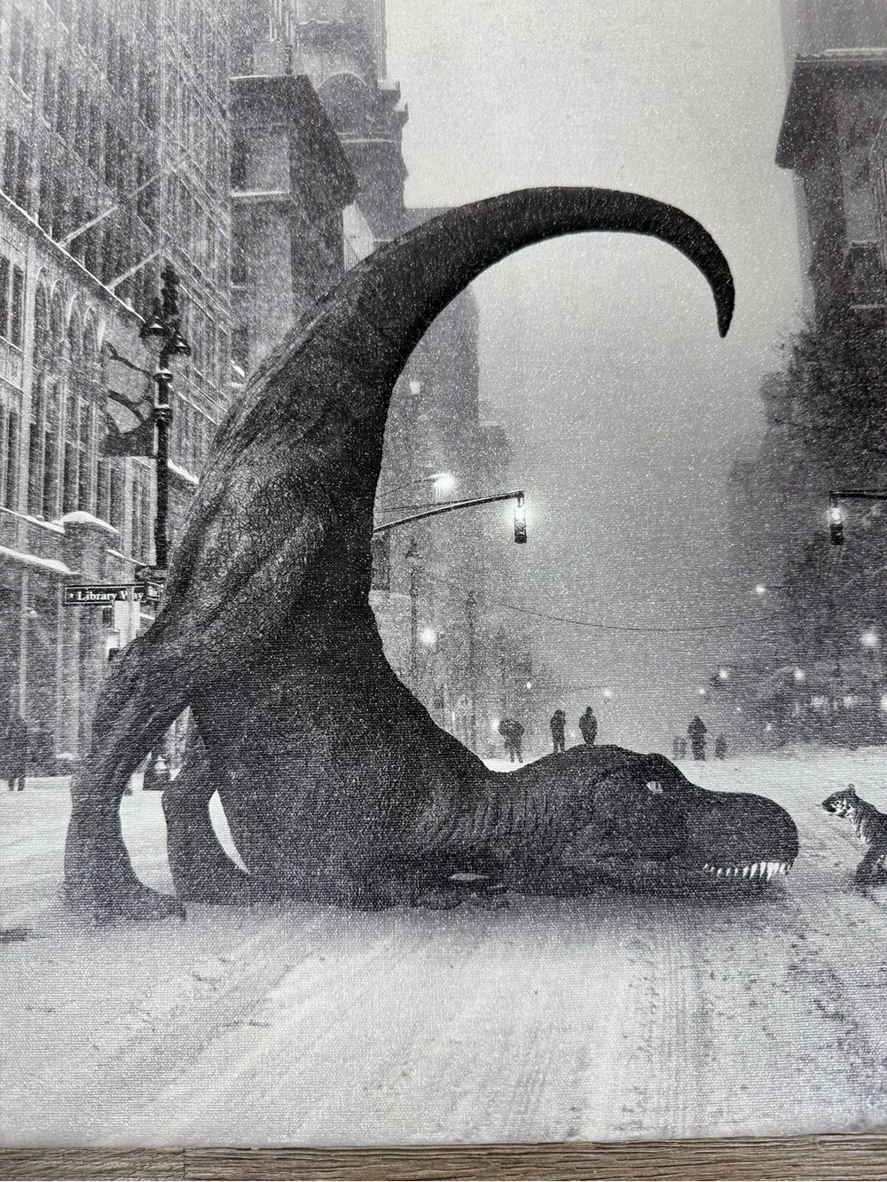 Black & White Dinosaur City Canvas Art - Picture 2 of 7